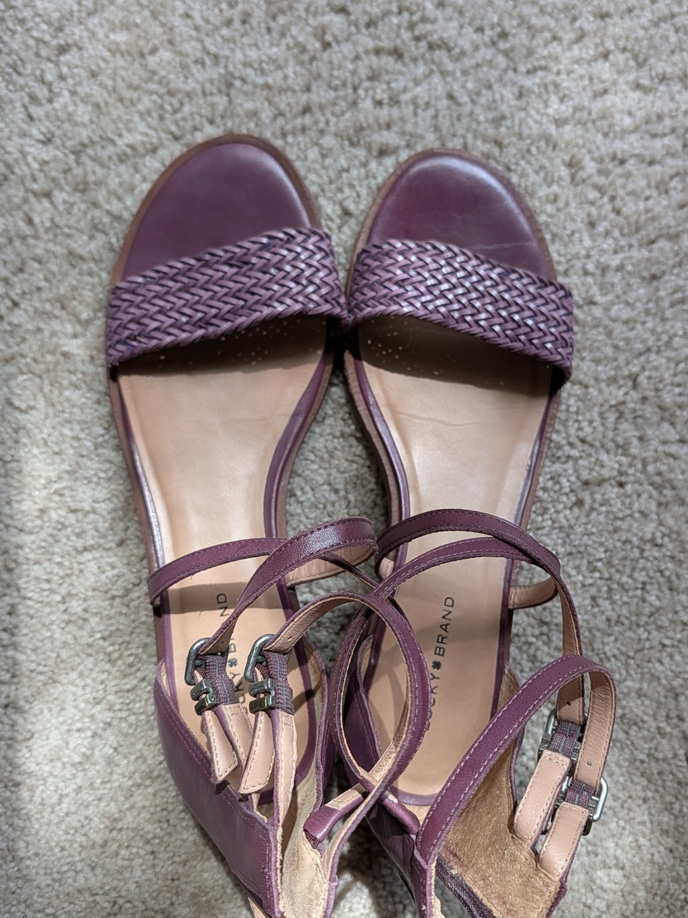 Women's Braided leather Sandals Purple Plum